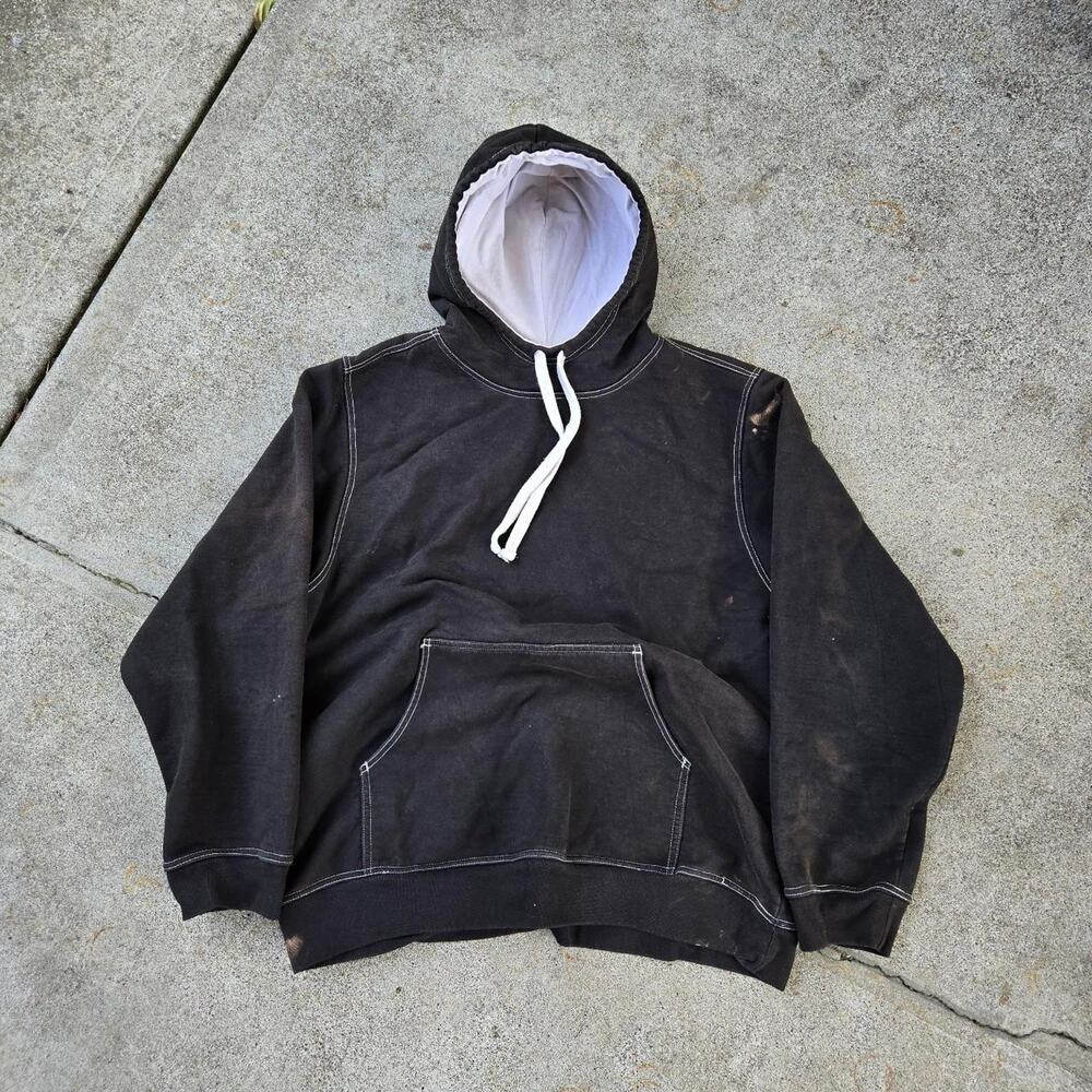 Vtg 90s FOOT LOCKER Earthtone Contrast Stitch Super Heavy Hooded Sweatshirt XL
